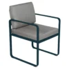 Fermob Bellevie Dining Armchair Tuinstoel Kussen Grey Taupe Acapulco Blue