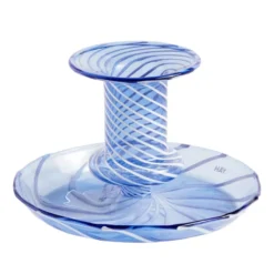 Hay Flare Kandelaar Small Stripe Light Blue With White