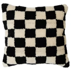HKliving Black And White Statement Woolen Kussen 50x50