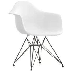 Vitra Eames DAR Stoel Zwart Gepoedercoat Onderstel, Wit